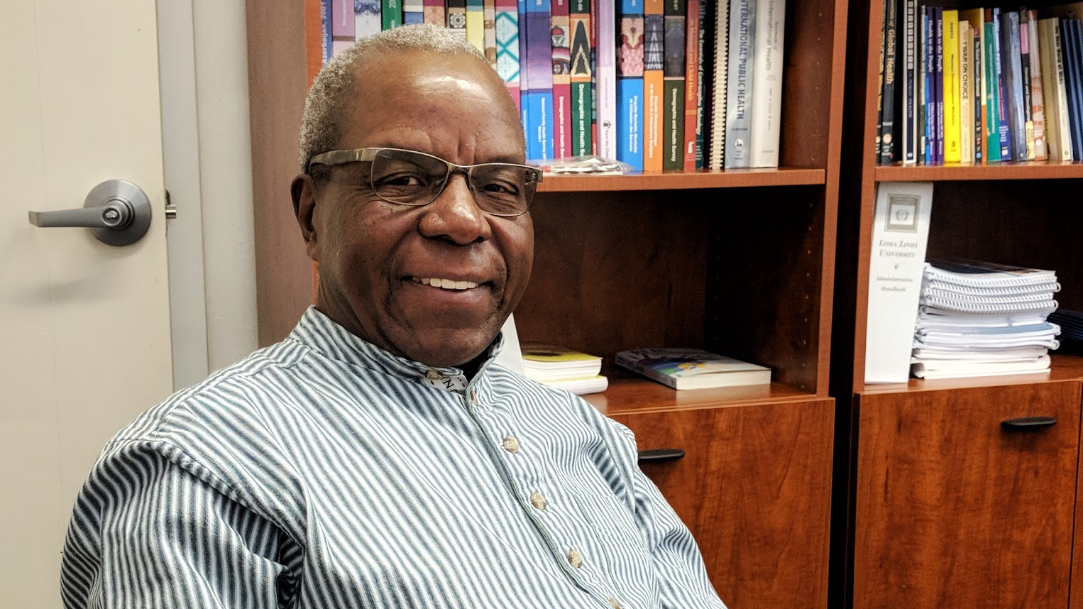 Dr. Ron Mataya in his Nichol Hall office at the Loma Linda University School of Public Health