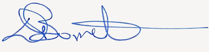 Acting Dean Dr. Dwight Barrett signature in blue pen color