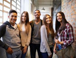 Students Smiling together on Campus